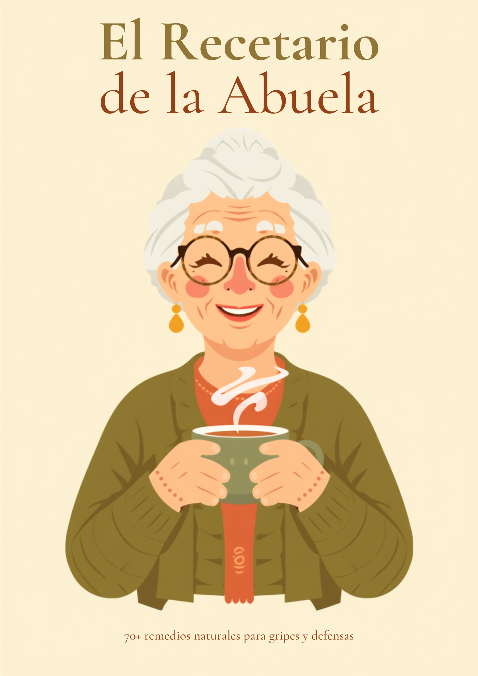El Recetario de la Abuela - portada del ebook con ilustración de abuela sosteniendo una taza de té
