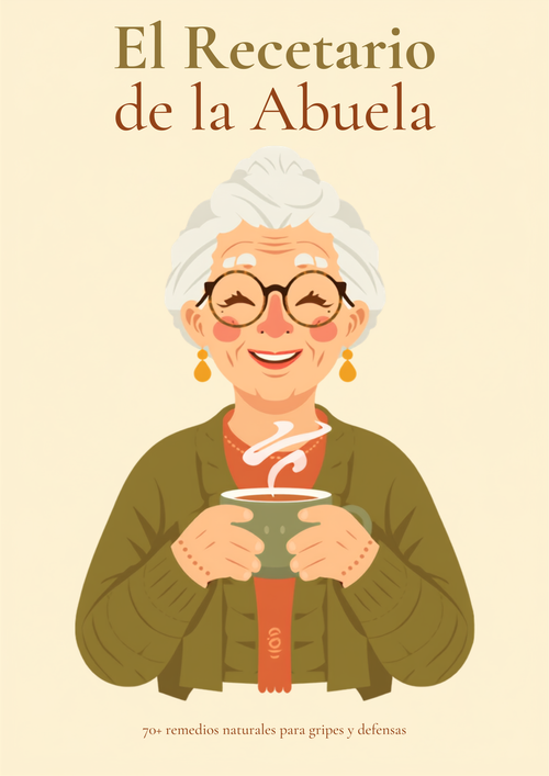 El Recetario de la Abuela - portada del ebook con ilustración de abuela sosteniendo una taza de té